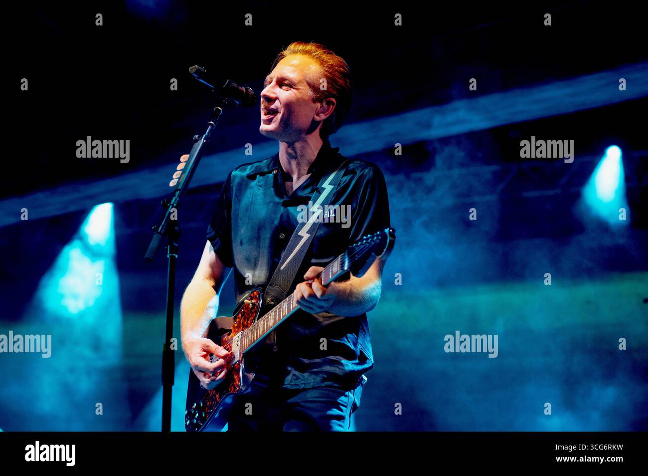 Sardinien, Italien. August 2025. Franz Ferdinand tritt live beim Sulky Rock Festival auf, sant'Antioco, Sardinien, Italien Credit: Francesca Sara Cauli/Alamy Live News Stockfoto