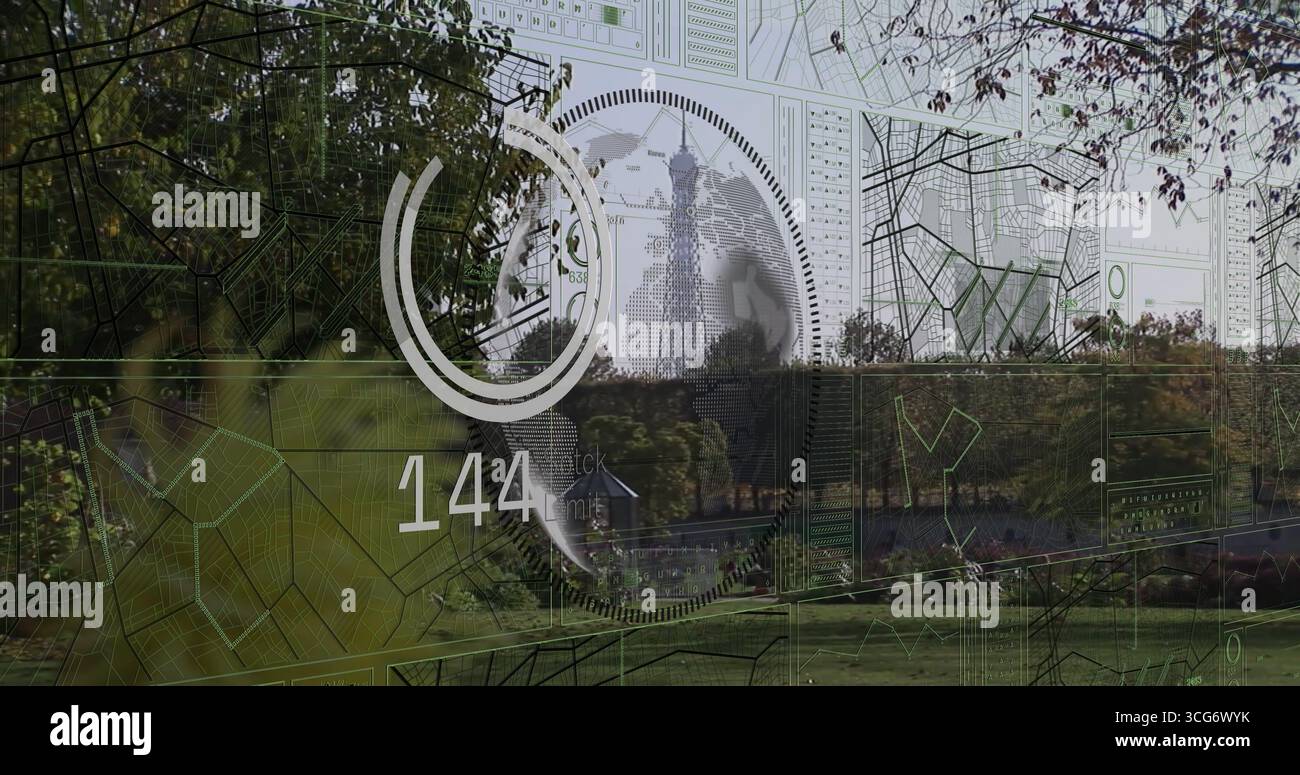 Anzeigen des Hologramms überlagerter Park, mit Fortschrittsanzeige numerische Karten 144 Stockfoto