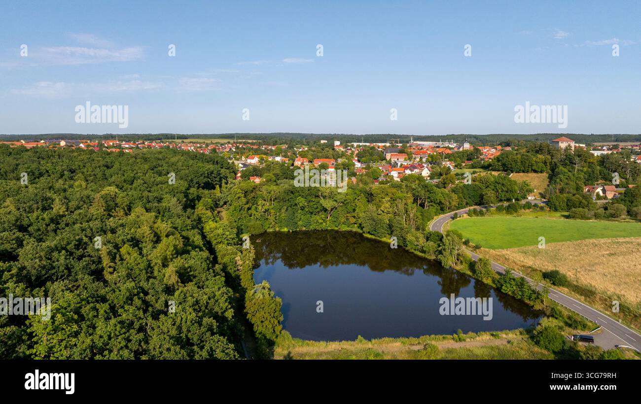 Luftbildaufnahme Harzgerode Selketal Harz Stockfoto
