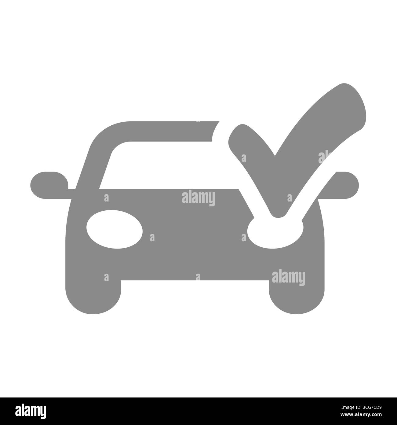 Symbol für Autoversicherung und Serviceversicherung. Autowerkstatt mit Häkchen. Stock Vektor