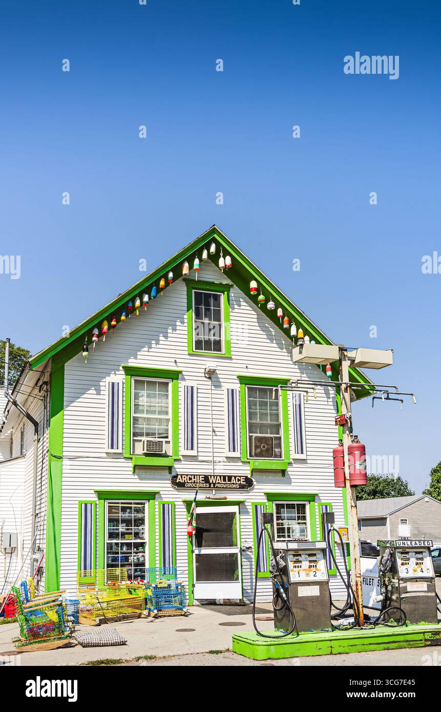 Historisches Geschäft in Friendship, Maine, USA Stockfoto