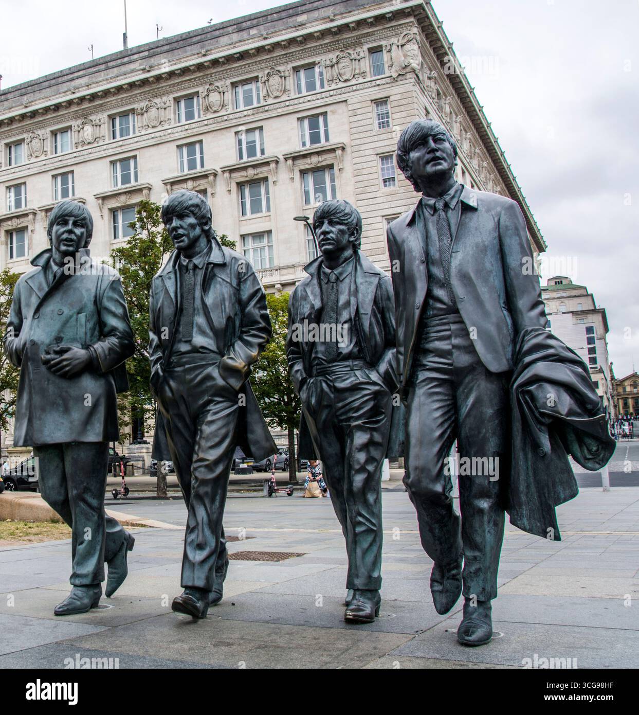 Die Beatles Statue des Bildhauers Andy Edwards basiert auf einem echten Fotoshooting aus dem Jahr 1963 Stockfoto