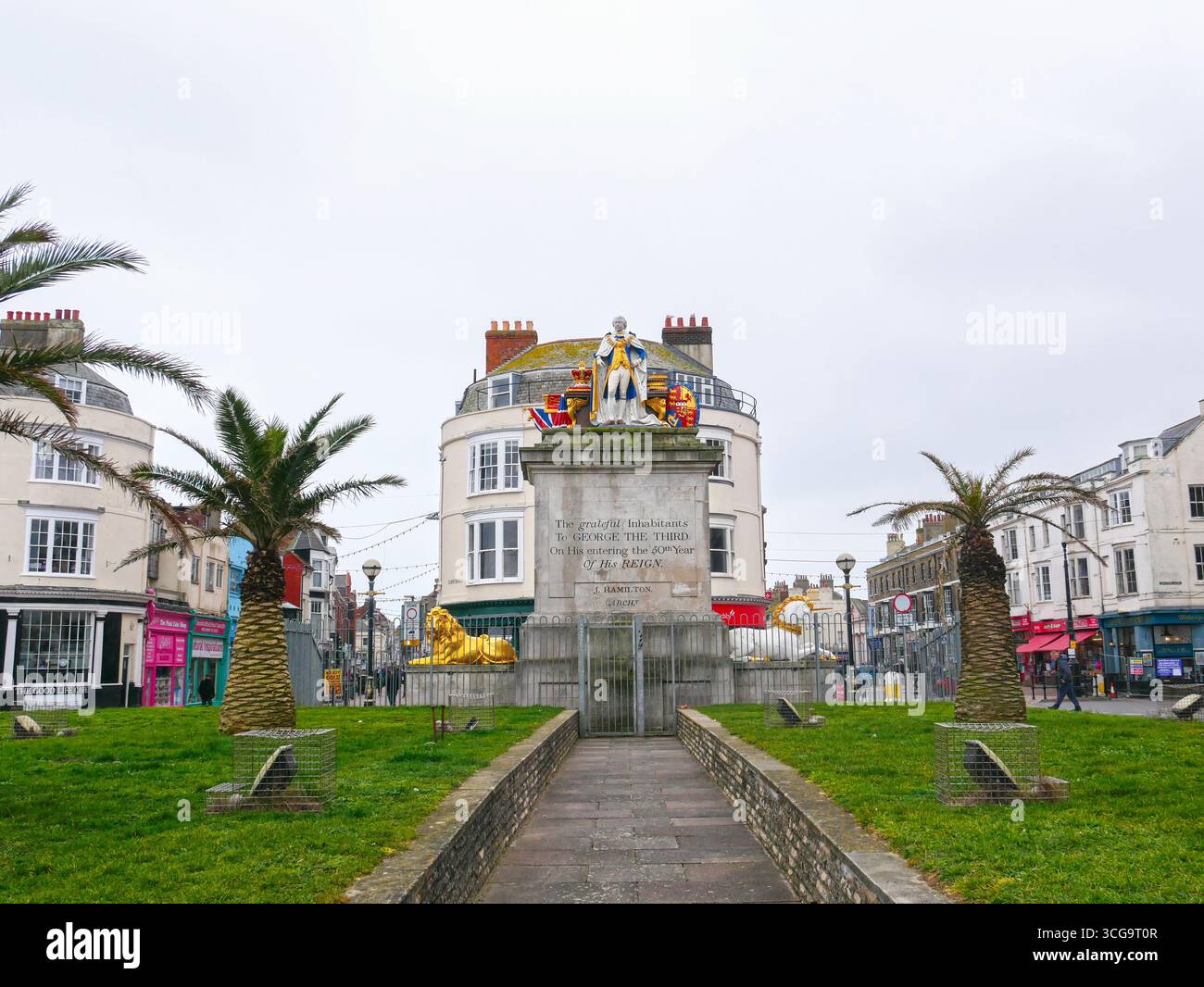 King's Statue von König Georg III. An der Esplanade in Weymouth, Dorset, England Stockfoto