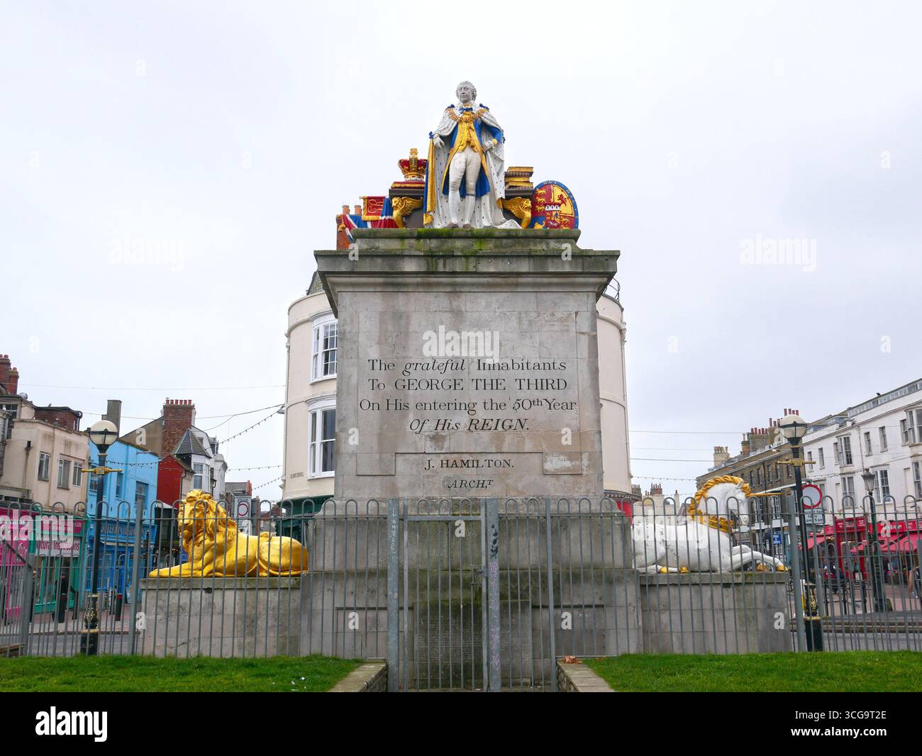 King's Statue von König Georg III. An der Esplanade in Weymouth, Dorset, England Stockfoto