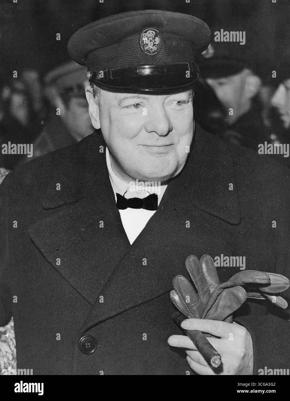 WASHINGTON DC, USA - ca. 1943 - der britische Premierminister Winston Churchill mit seiner Markenzigarre auf einem Besuch in den Vereinigten Staaten während der Wo Stockfoto
