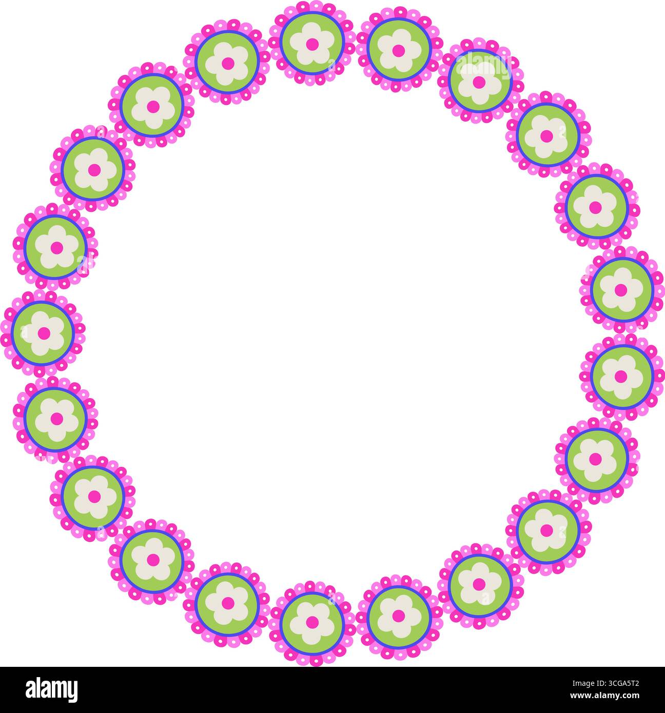 Dekorativer Kranz Mit Rosafarbenen Blumen Stock Vektor