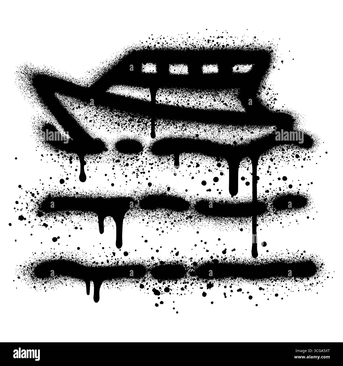 Speed ​​boat Logo-Design im Graffiti-Stil. Vektorabbildung Stock Vektor