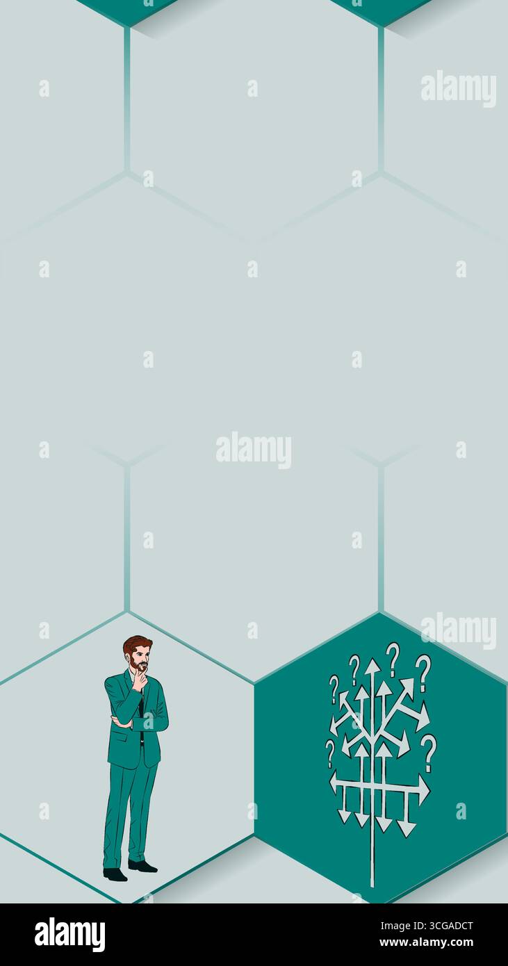 Entscheidungsbaumdiagramm zur Identifizierung von Problemen und Chancen im Entscheidungsprozess. Vertikale Modellstruktur. Vektorabbildung. Stock Vektor