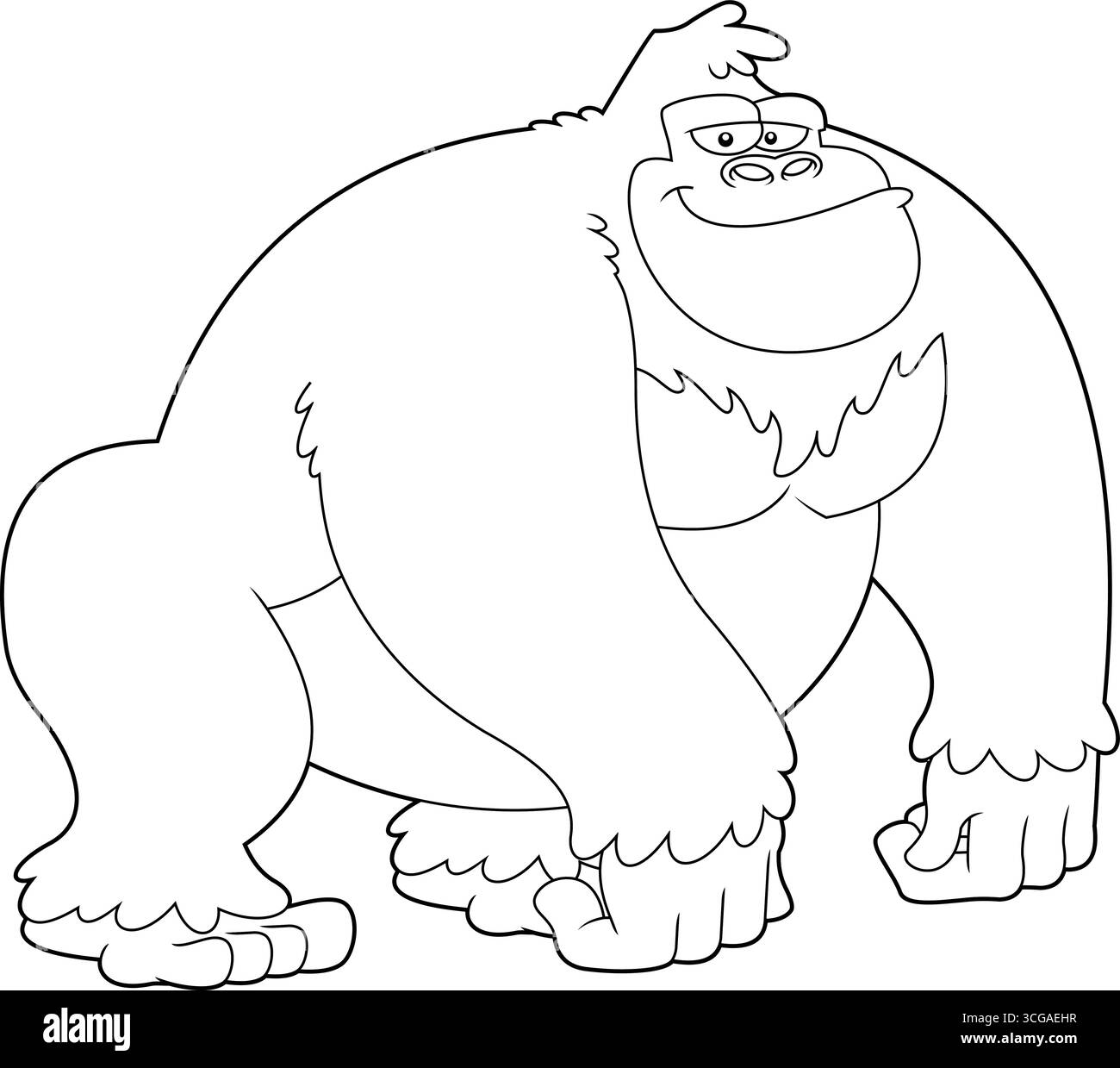 Die Figur Des Gorilla Animal Cartoon. Handgezeichnete Vektor-Illustration Isoliert Auf Transparentem Hintergrund Stock Vektor