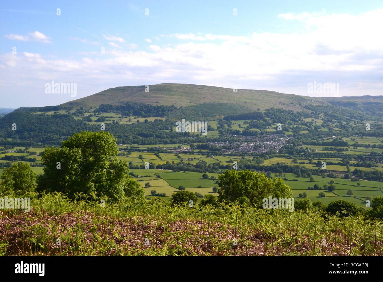 Blick von einem Teil des Zuckerhuts, Abergavenny, Brecon Beacons National Park, South Wales, Großbritannien Stockfoto