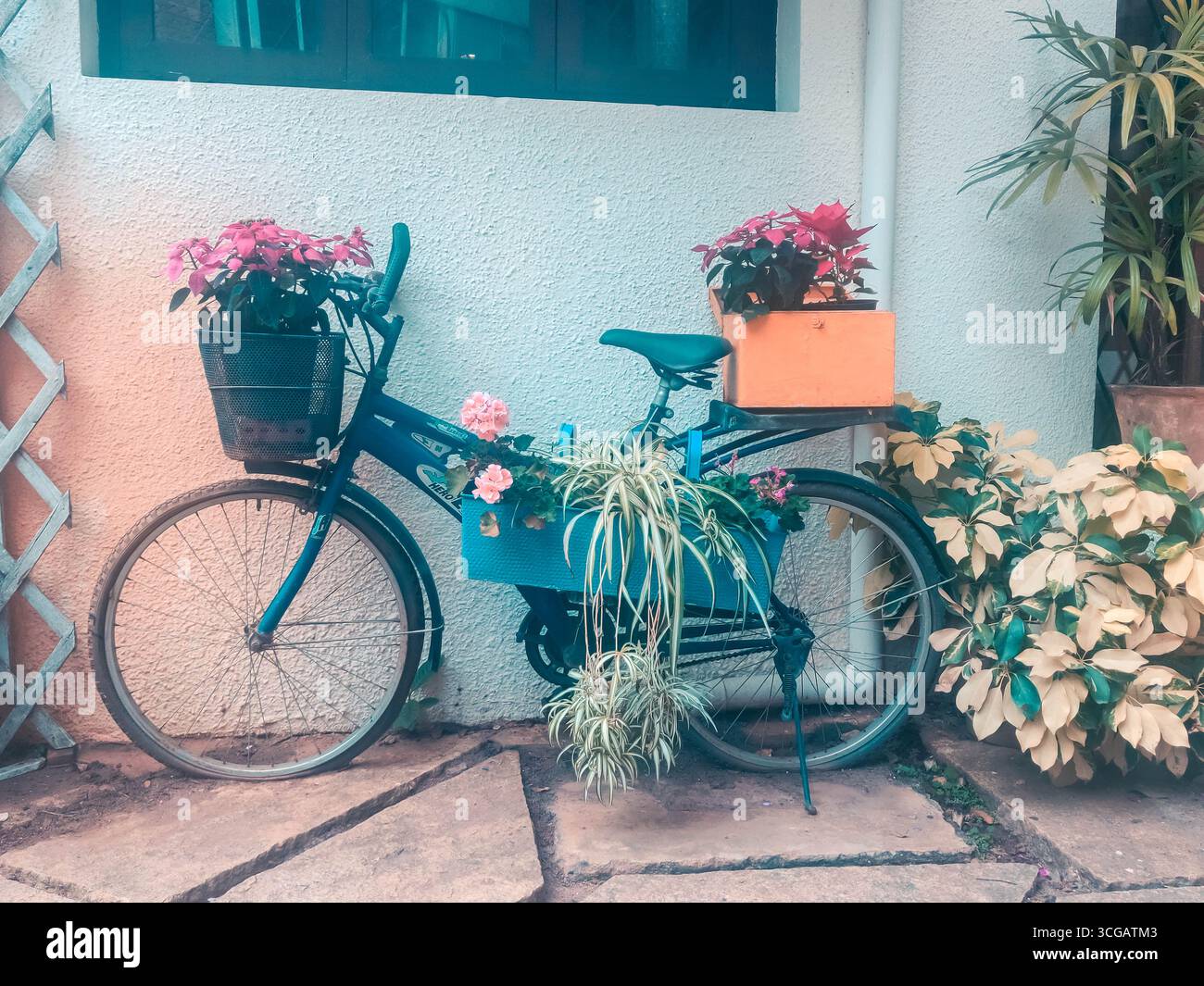 Ein Blick auf indische Straßen mit lebhaften Farben, Alltag, Marktszenen und Stillleben von lokalen Objekten, die Kultur, Tradition und urbanen Charme einfangen. Stockfoto