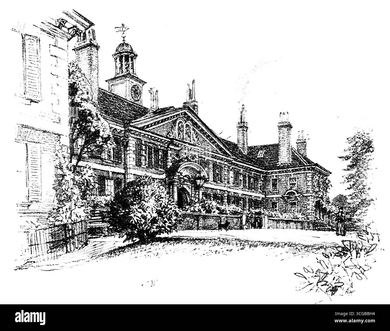 Morden College, Blackheath, Zeilenzeichnung von Thomas Robert Way aus dem Studio Magazine 1905 Stockfoto