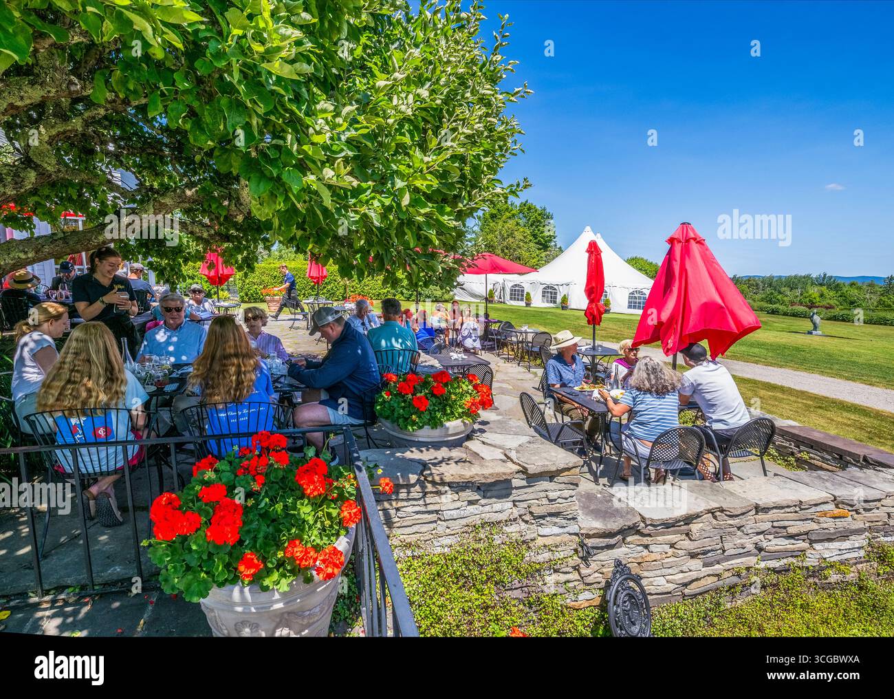 Cafe im Kingsbrae Garden in St. Andrews by the Sea in New Brunswick Kanada Stockfoto