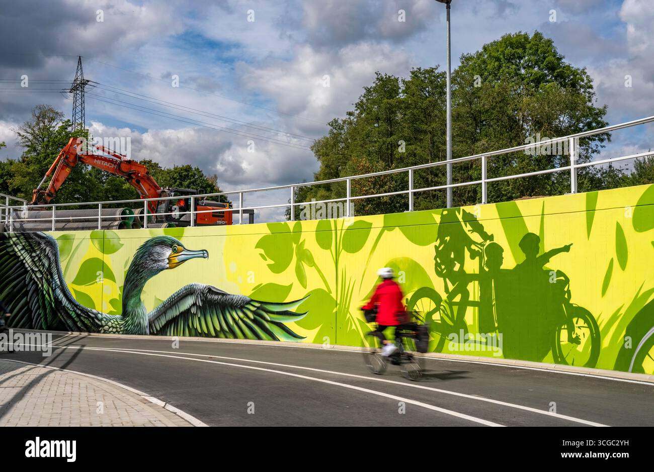 Neuer Fahrradtunnel an der Kreuzung von B51 und Warendorfer Straße in Münster, ein Fahrrad- und Fußgängertunnel, 150 Meter lang, 5,50 Meter breit Stockfoto