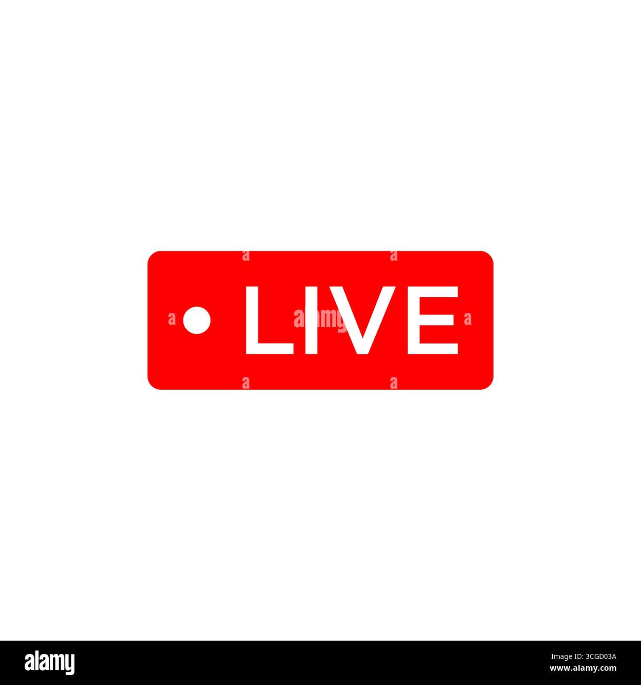 Rechteckiges rotes Symbol für Live-Stream-Vektor Stock Vektor