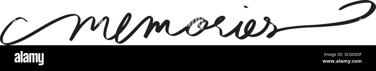 Erinnerungen Text Schriftart Kalligraphie handgeschriebene Schrift Schrift Schrift schwarz Farbe Erinnerungen Nostalgie Lifestyle Familie Vintage Glück Geschichte Urlaub Idee p Stock Vektor