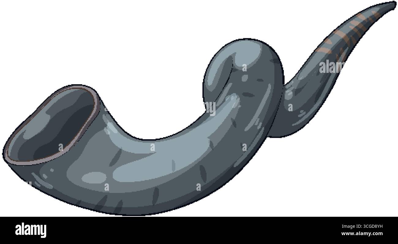 Traditionelles ramâs Horn-Schofar im Cartoon-Vektor-Stil, isoliert, mit glatten Schattierungen und Highlights Stock Vektor