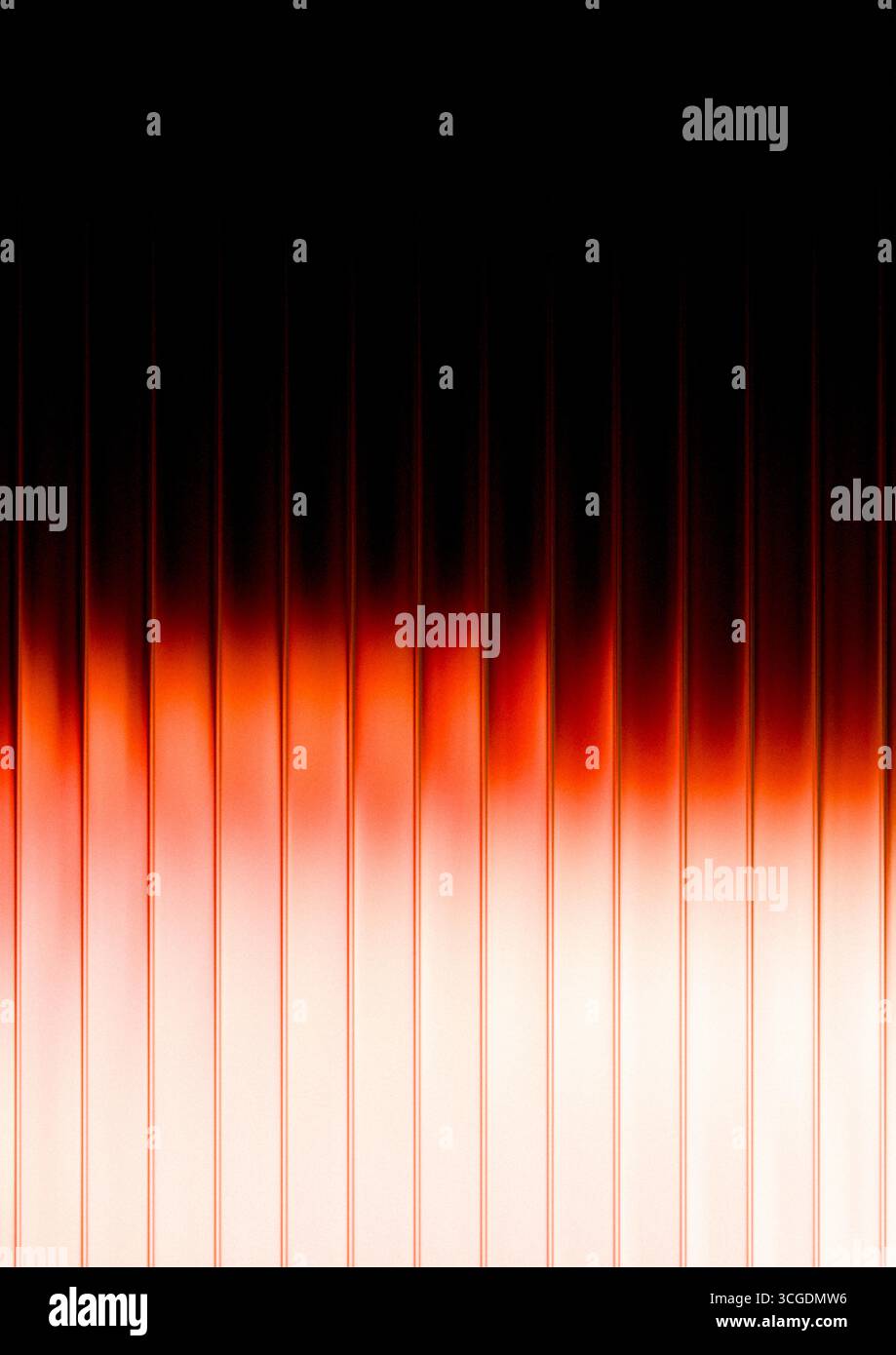 Abstraktes Design mit roten und orangen Formen, die Verlaufslinien auf schwarzem Hintergrund erzeugen. Modernes digitales Design Stockfoto