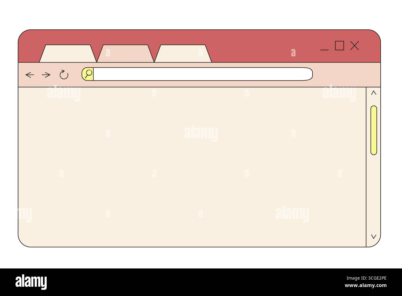 Retro-Fenster-Browser y2k-Oberfläche leere Vorlage kritzele alten Rahmen, Chat oder Dialogfeld, Spieler-Suchfeld. Desktop-ui-Bildschirm Vintage-Ästhetik. . Vektorabbildung Stock Vektor