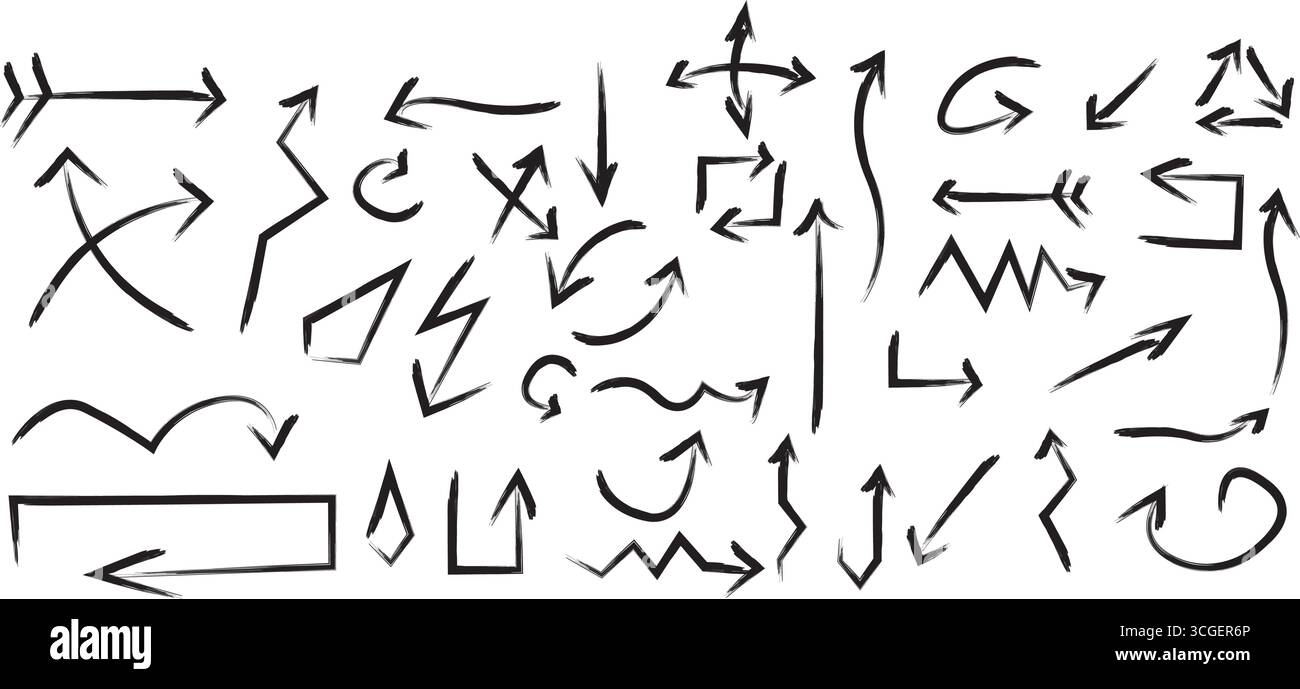 Grunge Kreide Pfeil Vektorsatz Stock Vektor