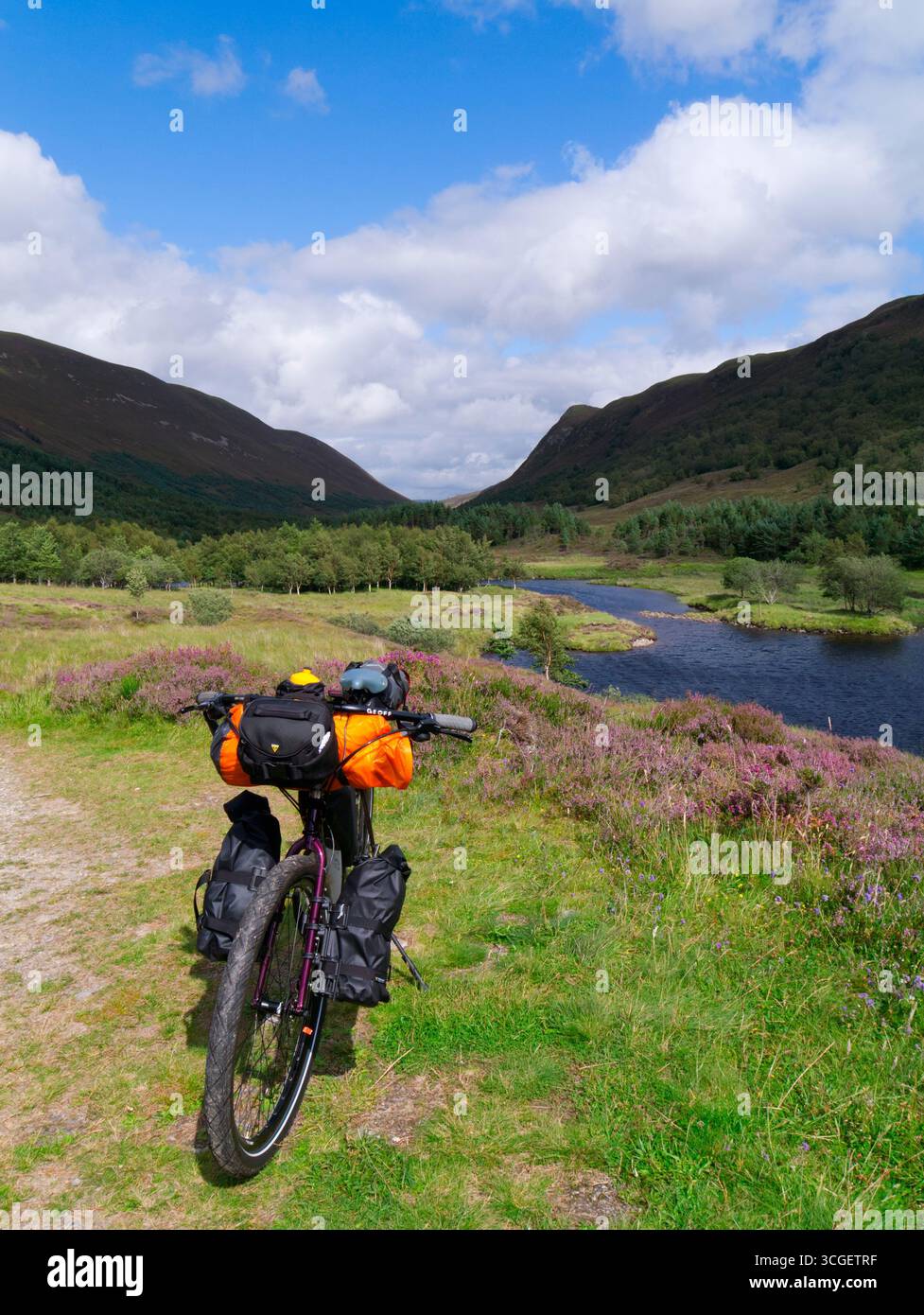 Radfahren im Alladale Wilderness Reserve, Sutherland Stockfoto