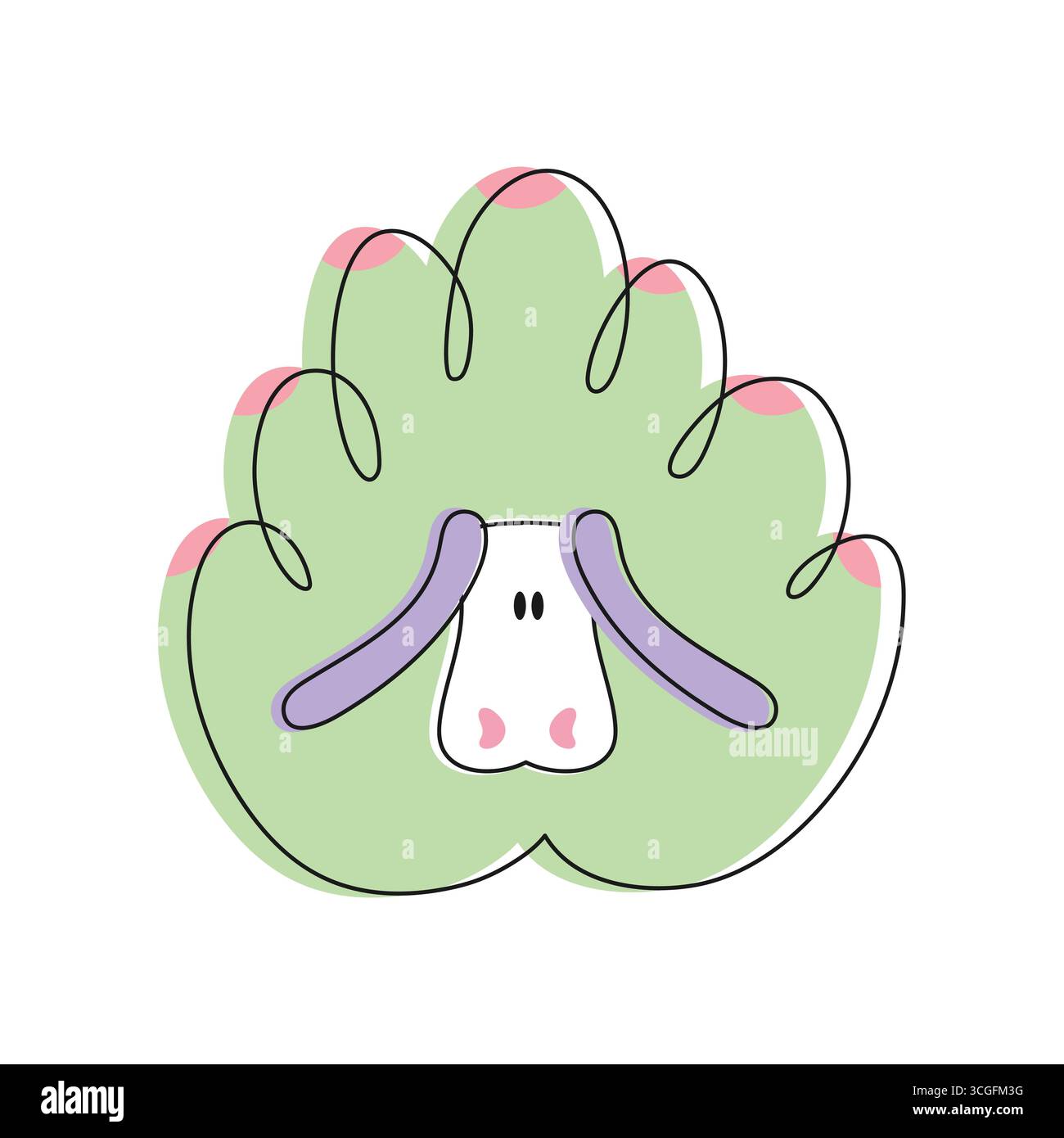 Meeresschnecke Leaf Costasiella kuroshimae. Handgezeichnete Nacktschnecken-Molluske mit Doodle. Vektorabbildung Stock Vektor