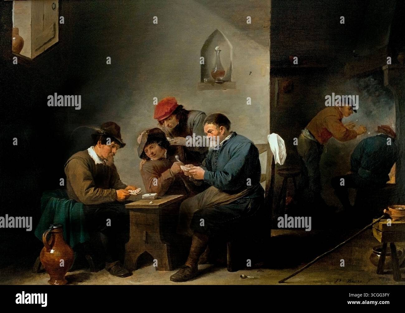Kartenspieler in ein Gasthaus 1644 David Teniers II 1610-1690 flämischen Belgien Belgien Stockfoto