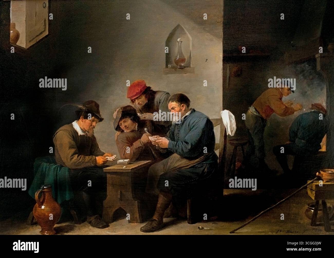Kartenspieler in ein Gasthaus 1644 David Teniers II 1610-1690 flämischen Belgien Belgien Stockfoto