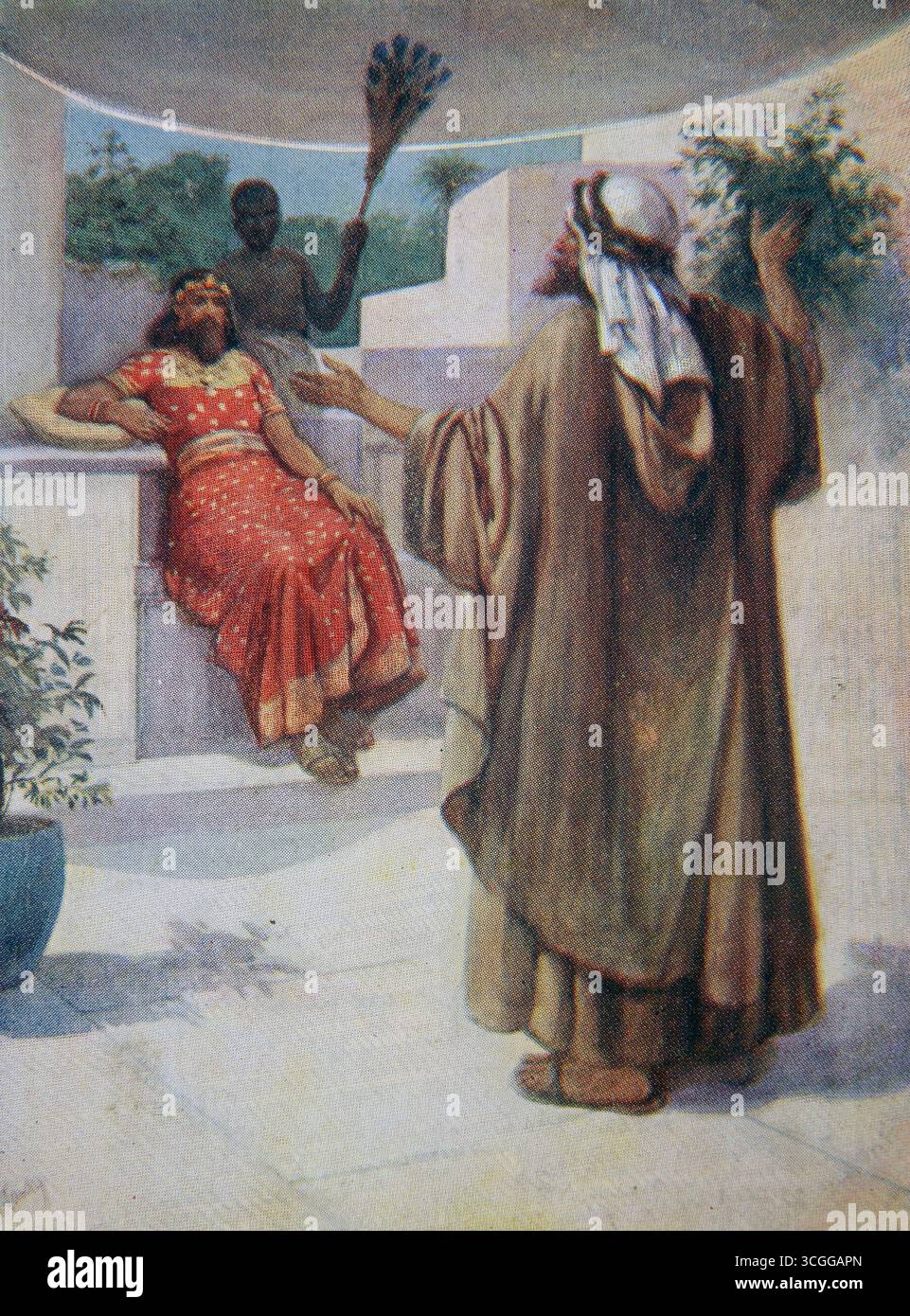 Illustration des Propheten Azarja, der König Asa besucht (2 Chroniken) aus dem 20. Jahrhundert 1915 Bilder der Bibelstunde (Bilder der Kinder-Lektion) S Stockfoto