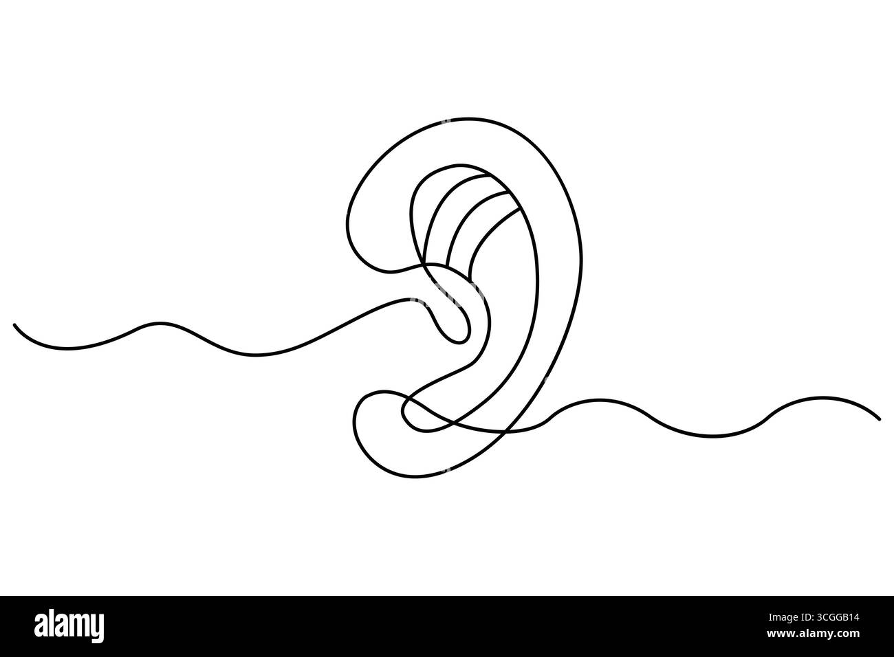 Eine Linienzeichnung eines menschlichen Ohres – minimalistisches kontinuierliches Outline-Design Stock Vektor