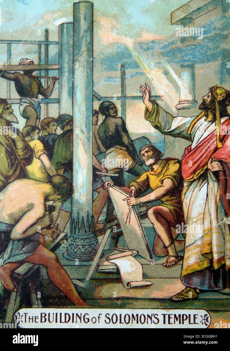 Illustration des Gebäudes des Salomonentempels (Könige) aus dem 20. Jahrhundert Bibelunterricht Bilder (die Kinder Unterricht Bilder) Sonntagsschule Unio Stockfoto