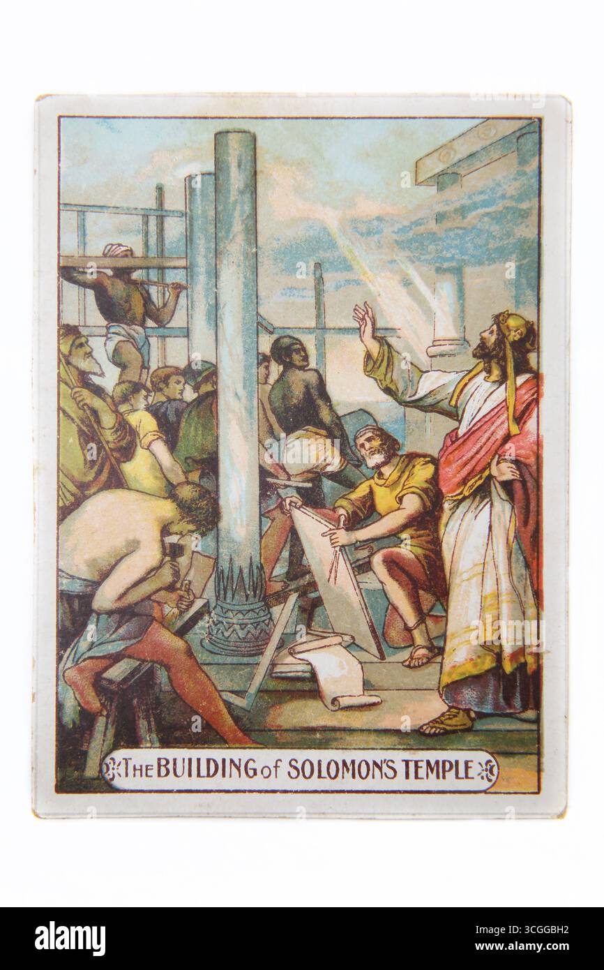 Illustration des Gebäudes des Salomonentempels (Könige) aus dem 20. Jahrhundert Bibelunterricht Bilder (die Kinder Unterricht Bilder) Sonntagsschule Unio Stockfoto