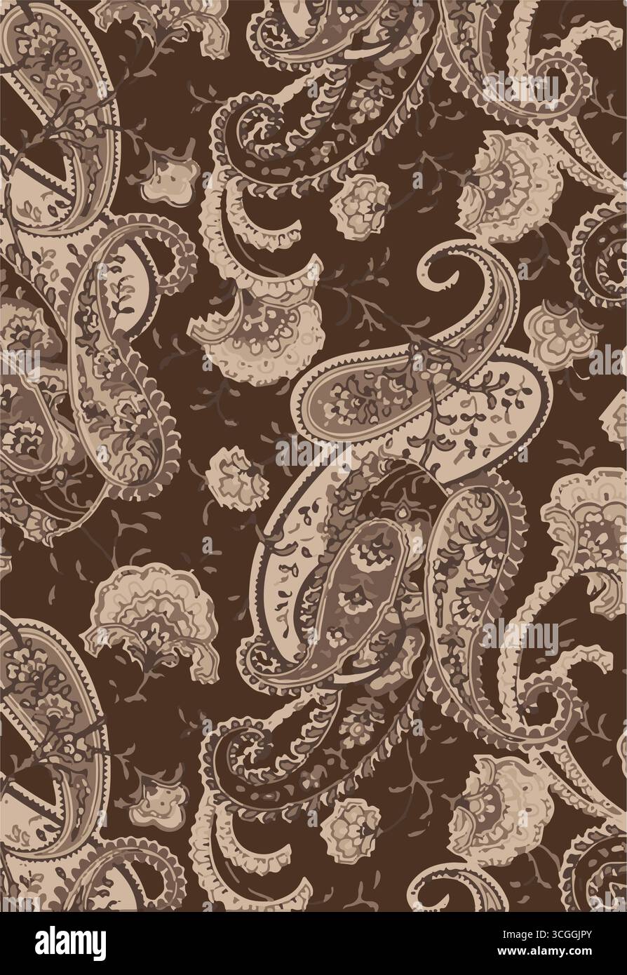Traditionelle Paisley-Grenze. Dekoratives Paisley-Muster für Textildesign Stock Vektor