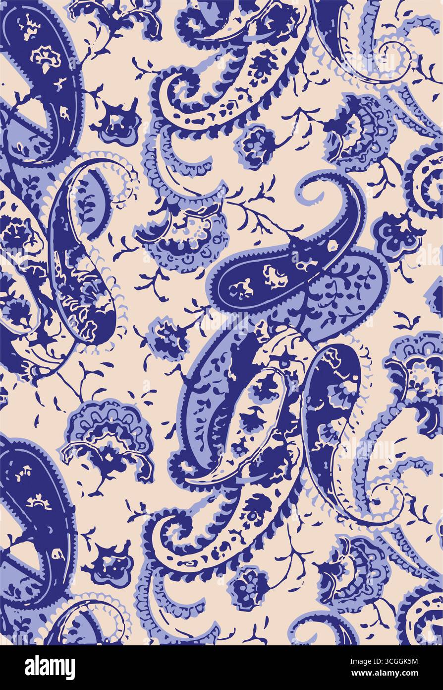Traditionelle Paisley-Grenze. Dekoratives Paisley-Muster für Textildesign Stock Vektor