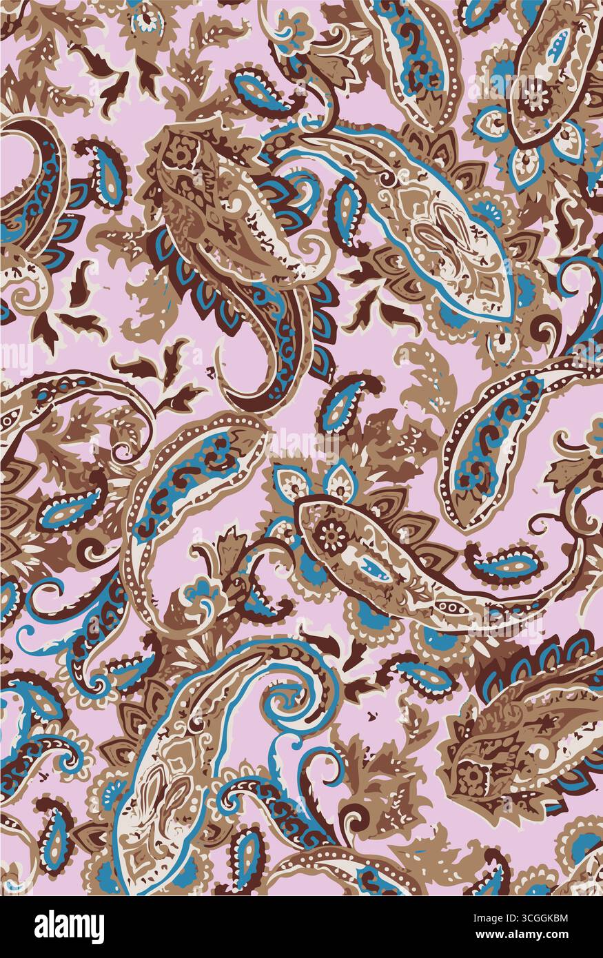 Traditionelle Paisley-Grenze. Dekoratives Paisley-Muster für Textildesign Stock Vektor