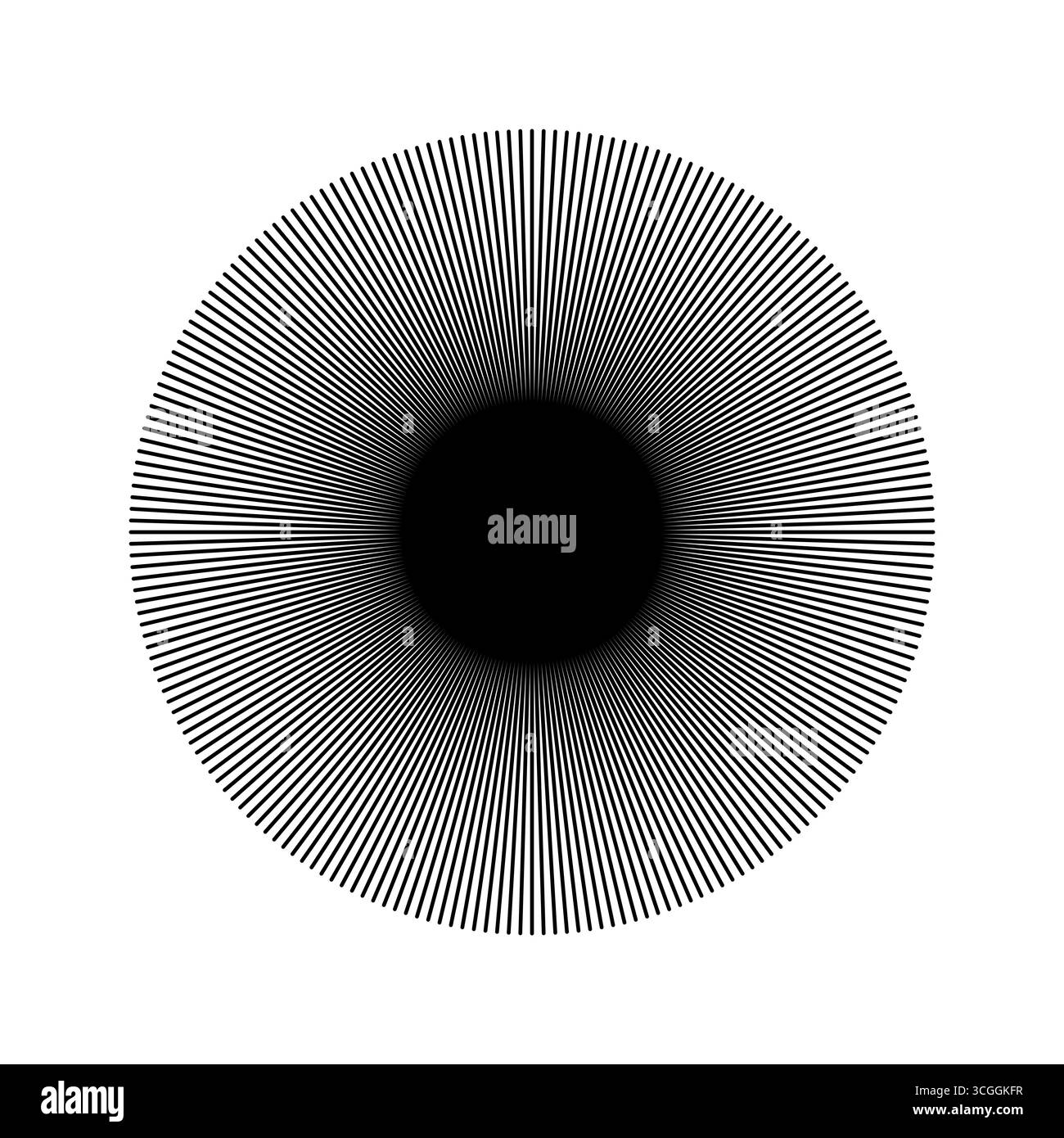 Strahlende Streifen mit Speichengitter. Radiale Strahlungslinien runden. Sonnenstern platzen, Strahlen. Kreisförmig Linien Balken. Abstrakte geometrische Musterform. Stock Vektor