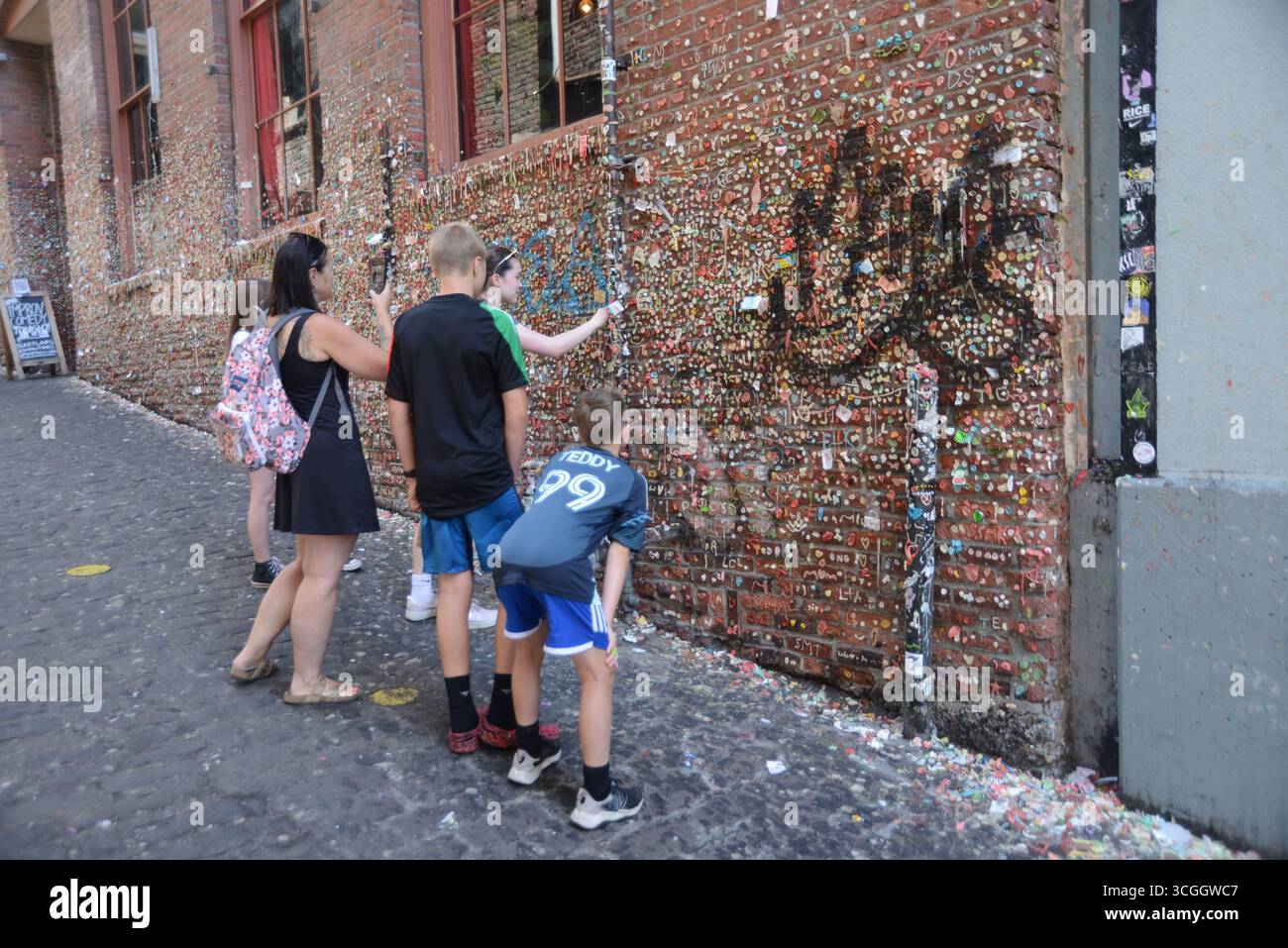 USA Washington State Seattle Post Alley Gum Wall Stockfoto