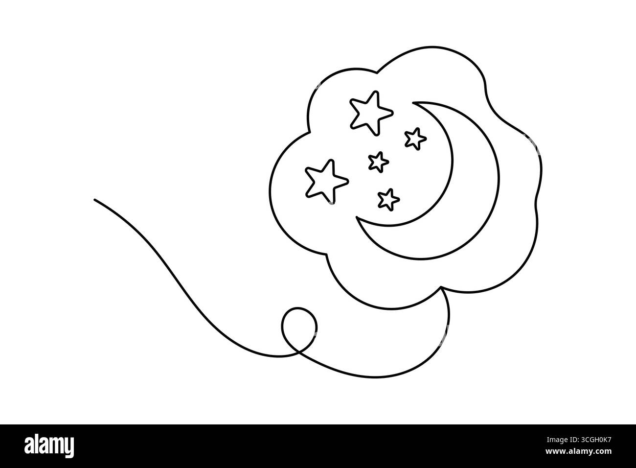 Sternförmige, durchgehende Zeichnung mit minimaler abstrakter isolierter Umrissdarstellung Stock Vektor