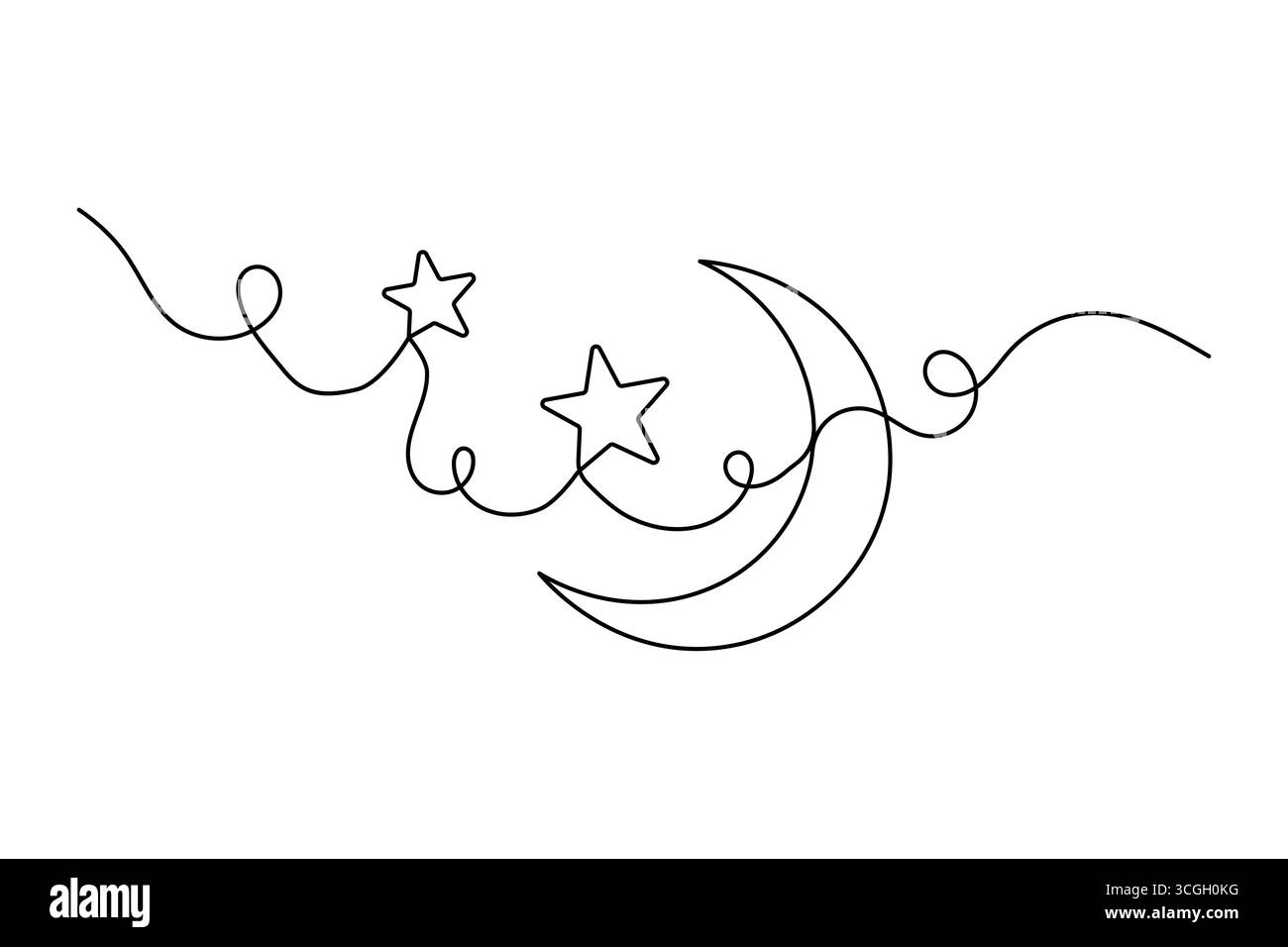 Sternförmige, durchgehende Zeichnung mit minimaler abstrakter isolierter Umrissdarstellung Stock Vektor