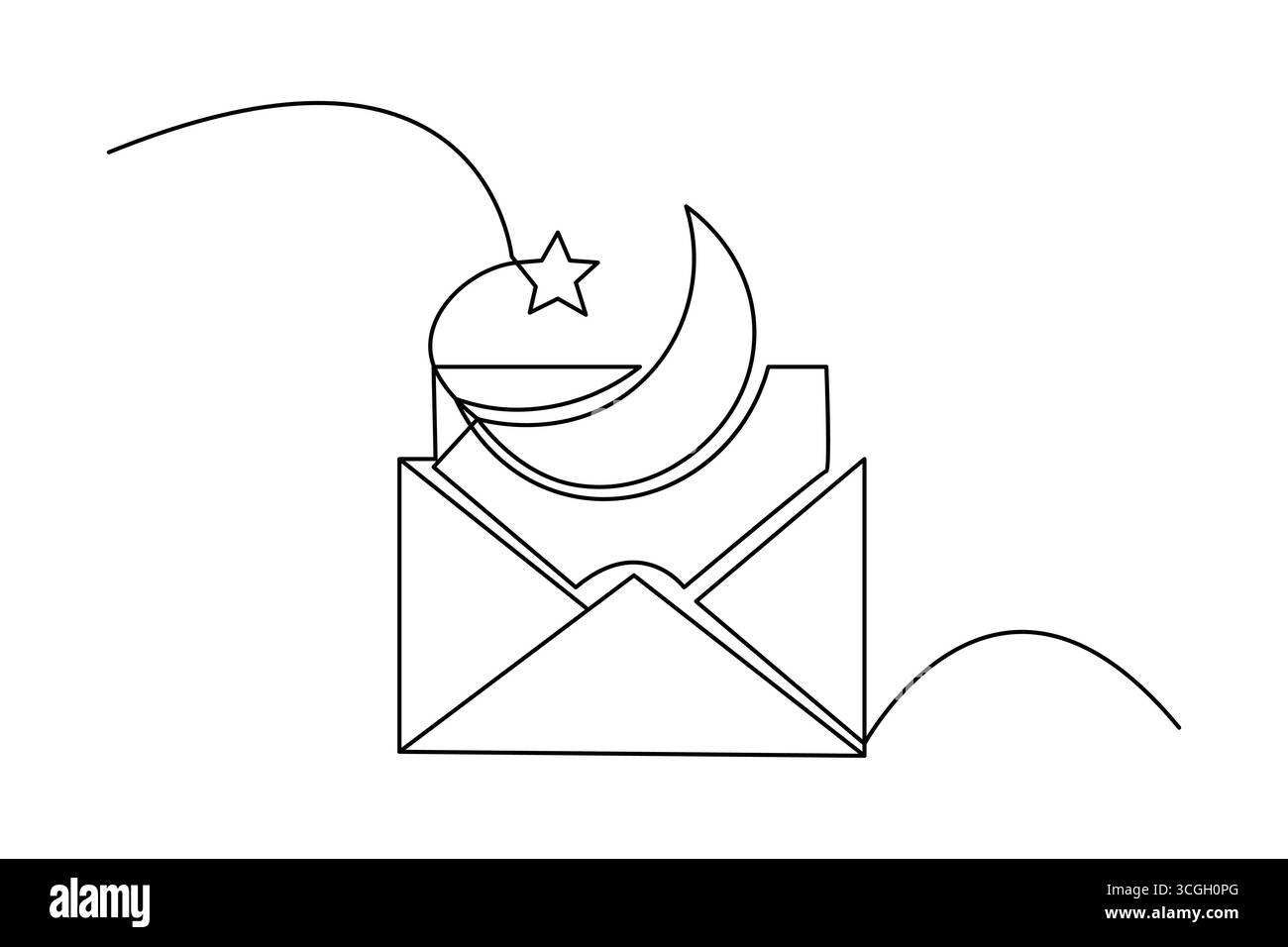 Sternförmige, durchgehende Zeichnung mit minimaler abstrakter isolierter Umrissdarstellung Stock Vektor