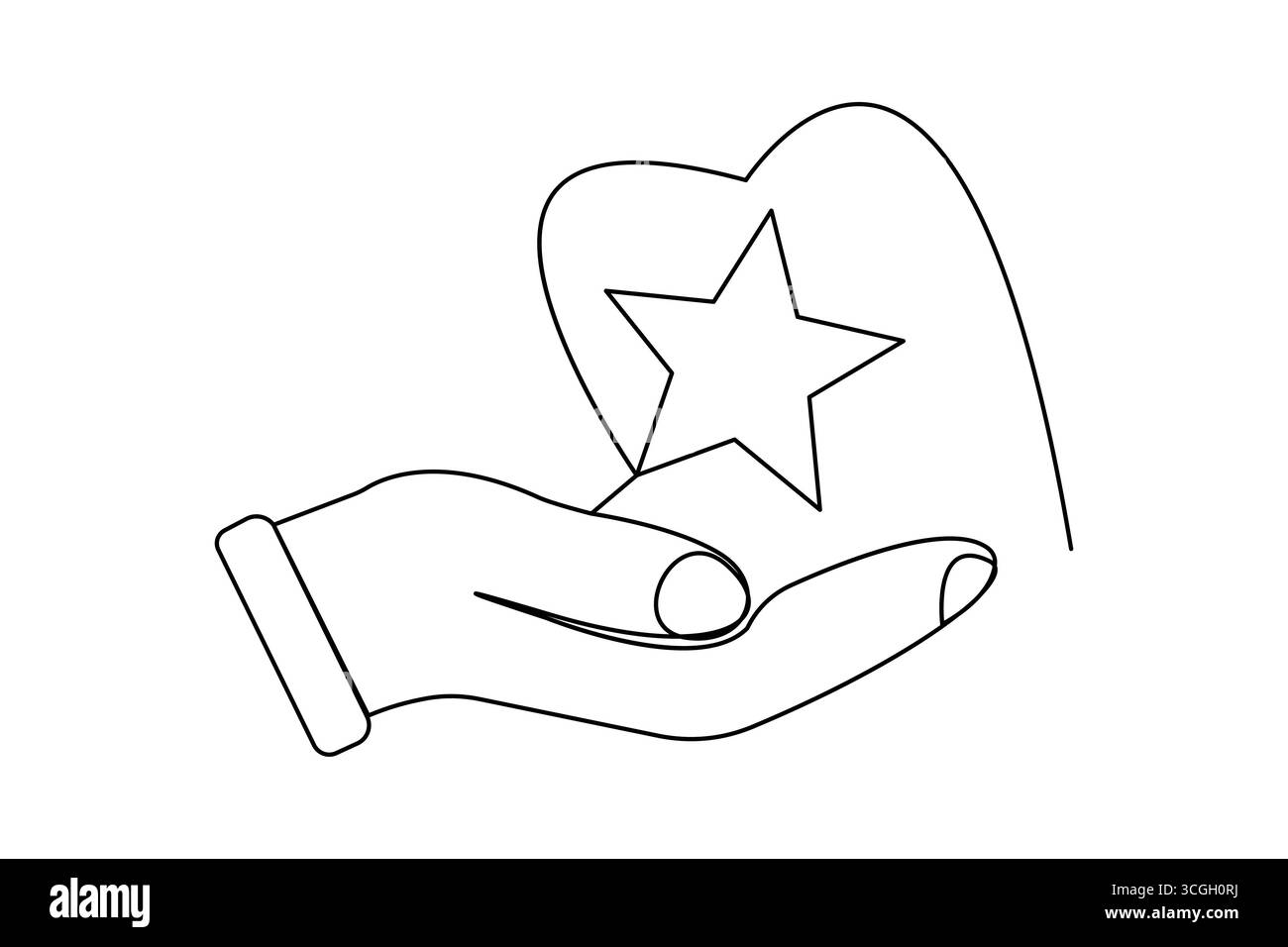 Sternförmige, durchgehende Zeichnung mit minimaler abstrakter isolierter Umrissdarstellung Stock Vektor