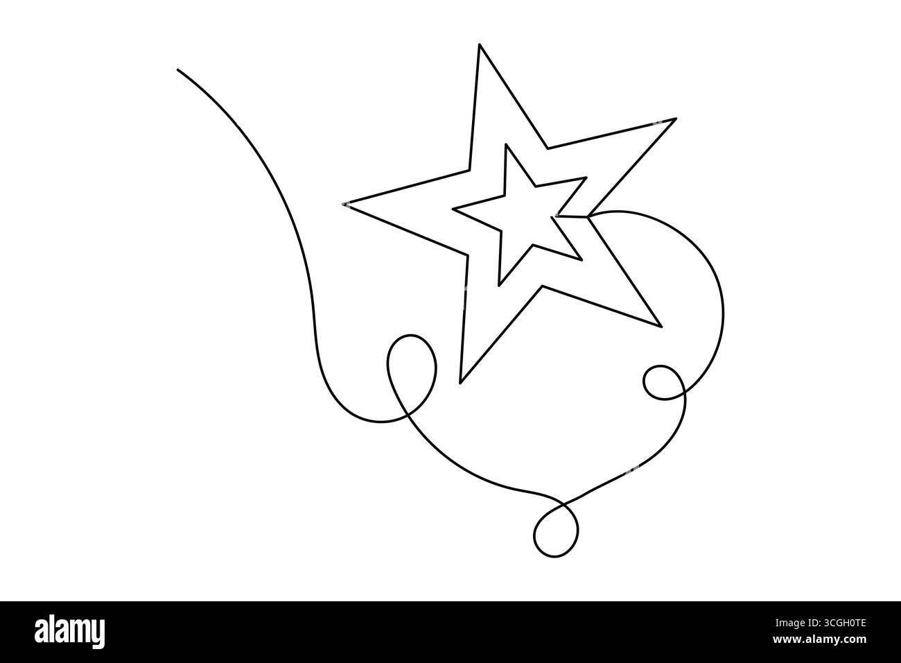 Sternförmige, durchgehende Zeichnung mit minimaler abstrakter isolierter Umrissdarstellung Stock Vektor