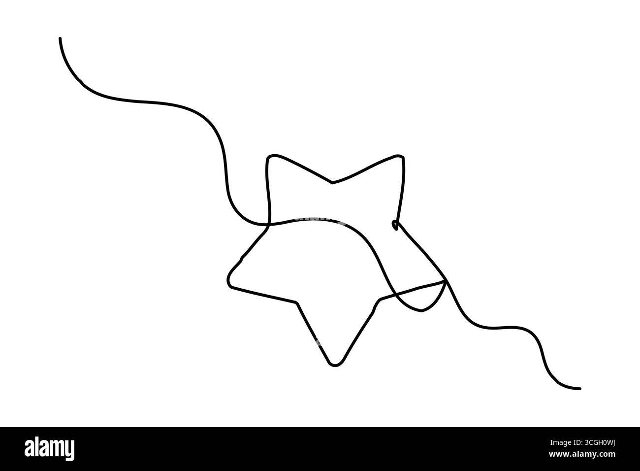 Sternförmige, durchgehende Zeichnung mit minimaler abstrakter isolierter Umrissdarstellung Stock Vektor