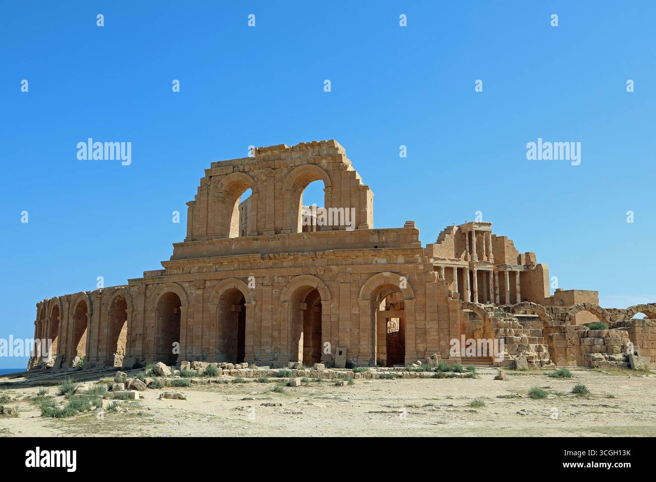 Das antike römische Theater in Sabratha in Libyen Stockfoto