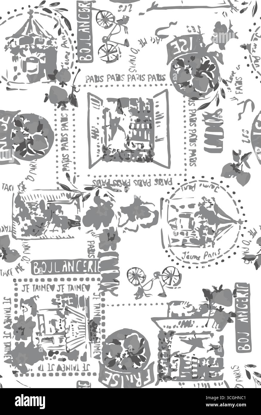 Handgezeichnetes, flaches Blumenmuster. Abstrakter floraler Hintergrund mit Blumen und Blättern. Handgezeichnete moderne Kunst. Vintage Bio handgezeichnet na Stock Vektor