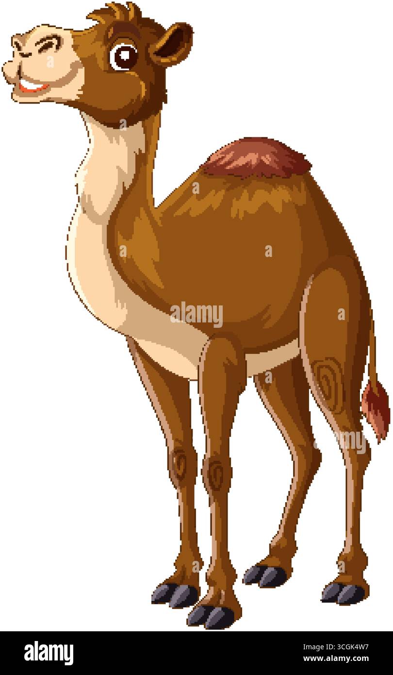 Vektor-Illustration eines fröhlichen Kamels mit einem Buckel, klaren Linien und warmen Farben Stock Vektor