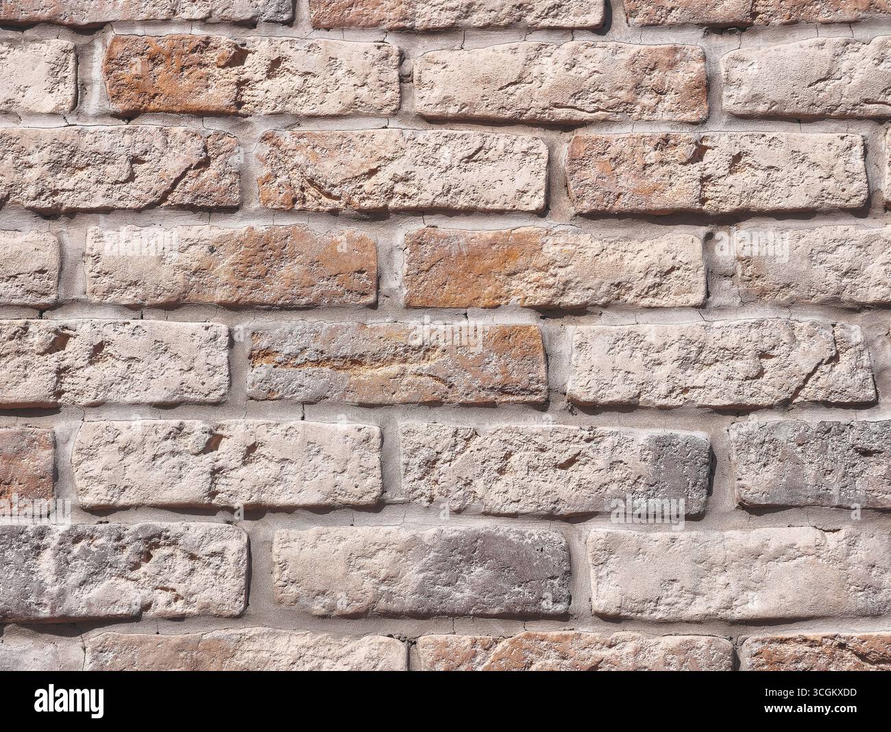 Hochauflösende rustikale Ziegelwand-Textur für digitale Hintergründe, Fotografie, Webdesign, Wohnkultur, Marketingmaterialien, und ansprechende Visuals zur Verbesserung kreativer Werbeaktionen und Ästhetik Stockfoto