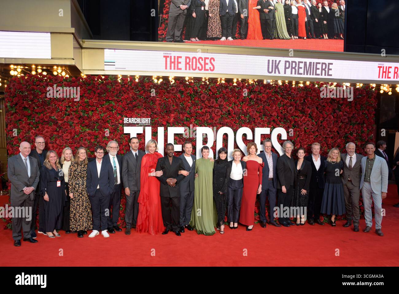 London, Vereinigtes Königreich, 28. August 2025. Letzte Gruppenfotos auf dem roten Teppich bei der britischen Premiere von „The Roses“. Cristina Massei/Alamy Live News Stockfoto