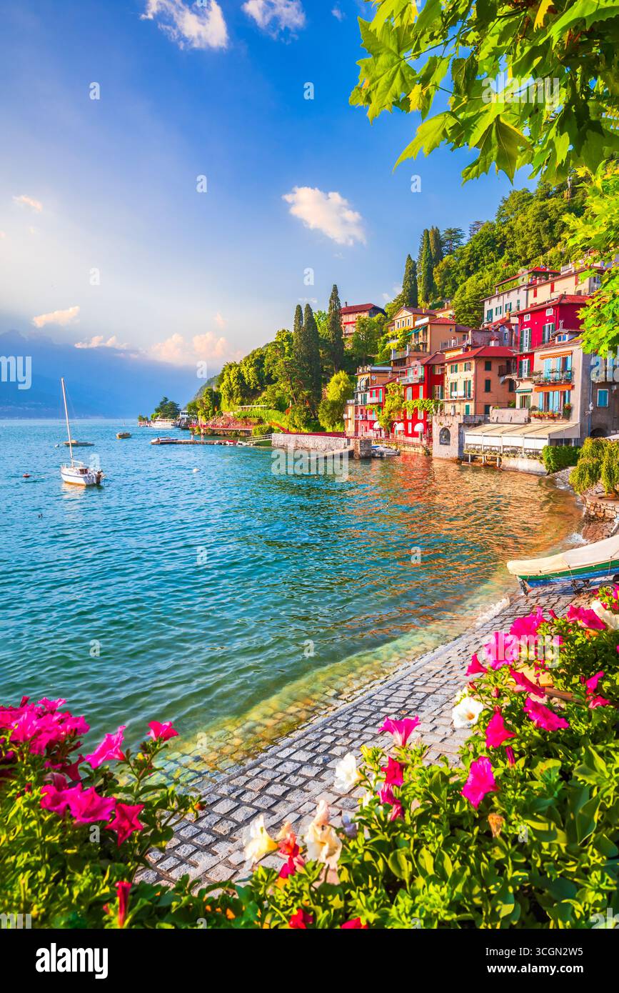 Varenna, Italien. Wunderschönes Dorf an der Küste des Comer Sees, Lombardei Ort für einen Besuch. Stockfoto
