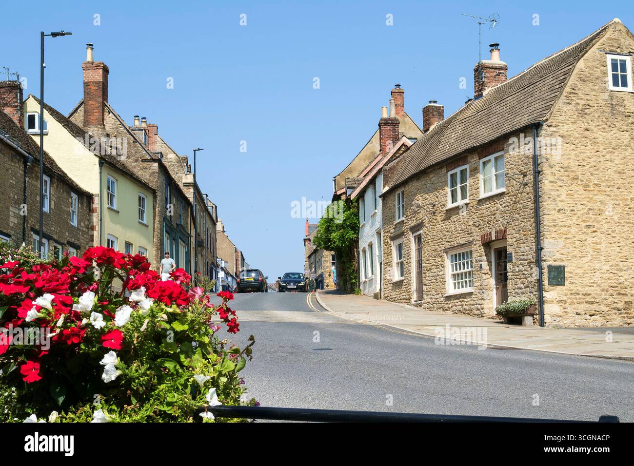 Blick auf Malmesbury, eine kleine Marktstadt in Wiltshire England, Großbritannien. Südliche Cotswolds Stockfoto